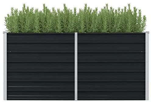 FIRBNUS Pot de Fleurs Extérieur 160x80x77 cm Boîte à Fleurs Profonde et Large Lit Surélevé de Balcon Métal Jardinière Jardin Facile à Assembler Lit de Plantation en Acier Galvanisé Anthracite