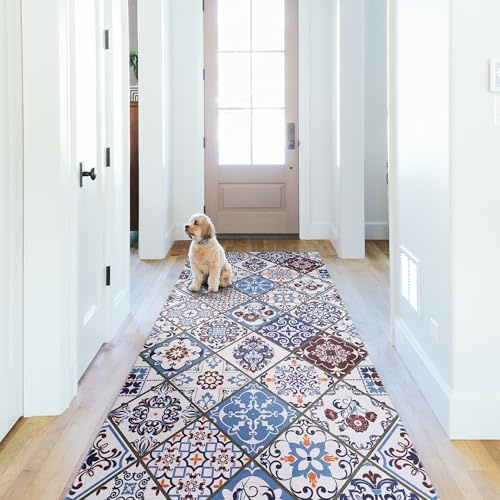 NETLINE HOME Waschbarer Kurzflorteppich, rutschfest, Boho Vintage Teppich, faltbar für Wohnzimmer & Schlafzimmer – Mehrfarbig