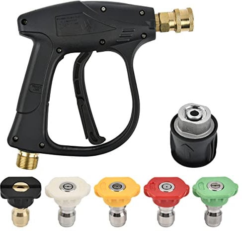 Pistola idropulitrice ad alta pressione 4350 PSI con 5 ugelli per acqua, pistola ad alta pressione per pulitore Karcher per la pulizia della pistola per lavaggio auto, pistola ad acqua M22-14