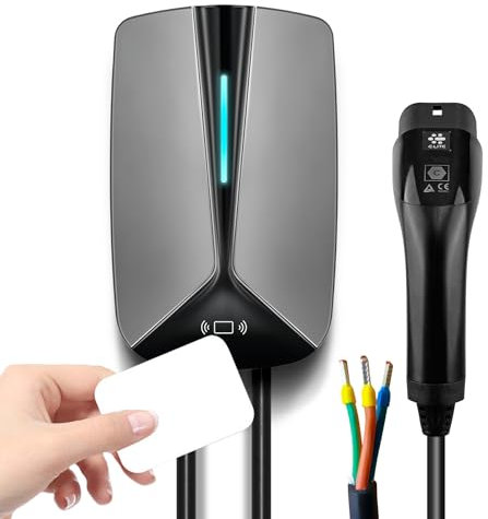 Convitex Wall-box EV Charger 7 KW 32A, Type 2 Electric Car Charger, EV Charging Station with 5m Cable, Electric Vehicle Charger with 2 RFID Cards 220V AC IP65 | IEC 62196-2 | CE