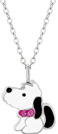 LOVE YOUR CITY Kette, Kettchen mit Anhänger kleiner Hund. Tier Schmuck Geschenke für Kinder, Mädchen, Kinderschmuck aus 925 Sterling Silber verstellbar 42 bis 45cm