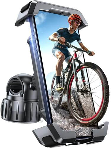 VUP Handyhalterung Fahrrad, Motorrad Handyhalterung Neueste Dreh-Knopf Feste Klammer,360° Drehbar Handyhalter Fahrrad für Roller,Rennrad, Hadyhalterung Kompatibel mit All 4,0-7,0 Smartphone