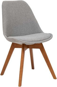 PEGANE Lot de 4 chaises de Table en Tissu Polyester Gris avec Pieds en Bois foncé - Longueur 48 x Profondeur 55.2 x Hauteur 79.5 cm