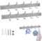 Guittly Kleiderhaken Wand 2er set Edelstahl Matt Beweglich, Garderobenhaken edelstahl, Wandhaken Garderobenleiste Hakenleiste Garderobe 37cm mit 4 Schrauben für Badezimmer Küche (Silber)