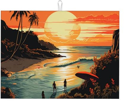 Original Poster für Endless Summer Print Geschirrtrockenmatte für Küchentheke Ultra saugfähige Mikrofaser Geschirr Abtropfmatten waschbare Trocknungspads für Spülen 45,7 x 61 cm