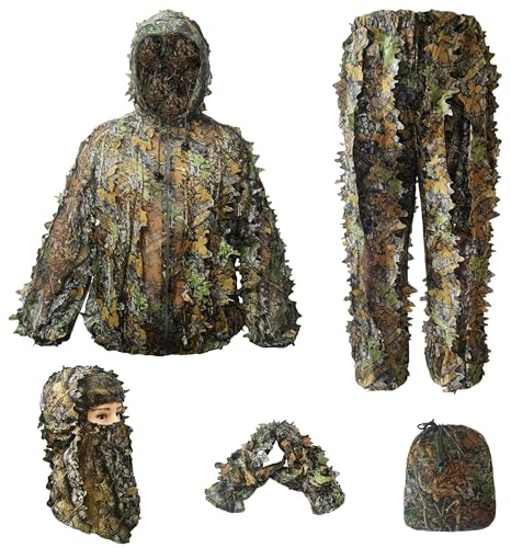 Ghillie Suit for Men - Complete Set with Full Face Mask & Gloves | Perfect for Outdoor Camouflage, Turkey Hunting, Jungle Games & Halloween!