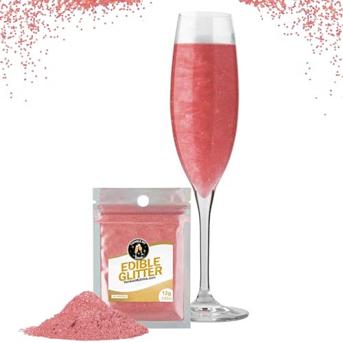 Twinkle my Drink® Paillettes comestibles pour boissons en or rose - Décoration de fête pour révéler le sexe des filles, Paillettes comestibles pour vin mousseux - 12g pour plus de 60 boissons