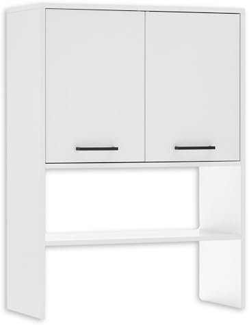 Stella Trading NERJA Meuble Machine à Laver, Blanc, Armoire à Poser pour Espace de Rangement supplémentaire dans la Salle de Bain et la buanderie, Bois d'ingénierie, Schrankaufsatz
