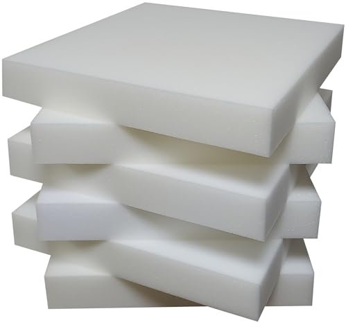 HABITA 33 HOME - Set 6 Imbottitura Cuscini 40x40, Interno Cuscino, Spugna per Imbottitura, per Cuscini da Esterno, Cuscini Sedie Cucina, Cuscino Personalizzato (40x40x5 Cm, Set 6 Poliuretano)