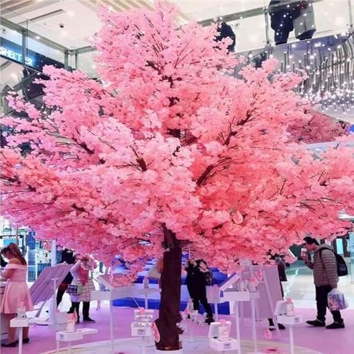 Qiang Künstliche Kirschblütenbäume,Künstlicher Rosa Kirschbaum,Künstliche Große Pflanze,Gefälschte Ranken Blumen,Für Zuhause Hochzeit Party Garten Büro Dekoration,Round-3m*2.5m