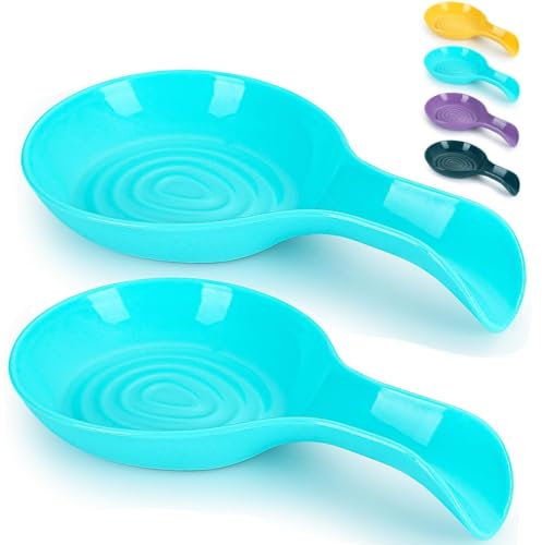 Kyraton Spoon Rest 2 Pack, Plastic Spoon Holder for Kitchen Counter, Kitchen Utensil Rack for Spoons, Tongs, Spatulas, Spoon Rack for Hob, Spatula Rest, Dishwasher Safe