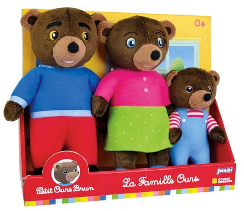 Jemini | Plüsch-Set für Familie, Kleiner Braunbär, offizielles Lizenzprodukt | 3 Plüschtiere: Kleiner Braunbär 13 cm, Mama, Bär & Papa, Bär, 19 cm, ab der Geburt | Geschenkidee für Babys