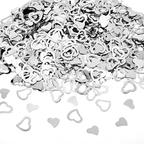 1200 Stück Streuteile Herz Konfetti Silber Streudeko Hochzeit Glitter Herzen Tischkonfetti Herzförmig Tischdeko Streuteile Tisch Deko für Hochzeit Geburtstag Taufe Party Scrapbooking