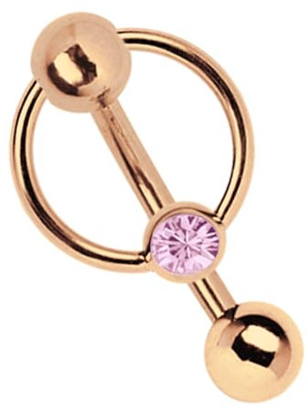 Intimpiercing oder Bauchpiercing Banane Rose Gold beschichtet in 1,6 x 8 mm mit 5 mm Lochkugel und BCR, rosa