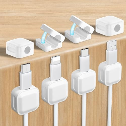 8 Pcs Magnetic Cable Clips Desk Cable Clips Management Cord Organizer Holder Self Adhesive Cable Tidy Clips Magnetic Cable Holder for Nightstand Kitchen Appliances Office Supplies