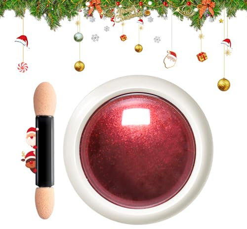 BISHENGYF Red Chrome Nail Powder - Mirror Effect Chrome Powder for Gel Nails, Metallic Red Nail Art Chrome Powders, Holographic Glitter Glazed Powder Chrome Nails Pigment Glitter