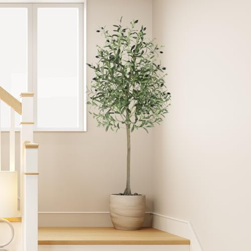 YOLEO Olivenbaum Künstlich 150cm kunstpflanze Künstliche Pflanzen groß Künstlicher Olivenbaum Kunstbaum wie echt für Wohnzimmer Schlafzimmer Büro Dekoration