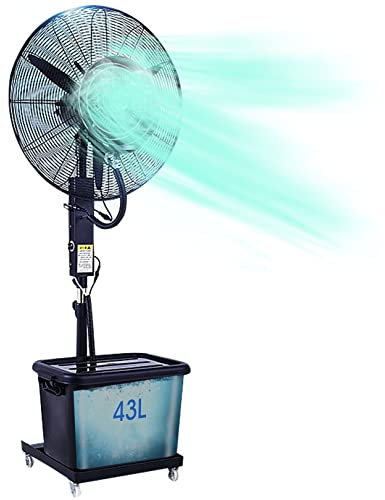 WANGXLGD Oscillating Pedestal Fan with Mist, Height Adjustable Misting Fan with 90° Oscillation, 3 Cooling Speeds and 12 Gallon Tank, Black Standing Mister for Outside (81cm/31.9in)