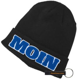 Hamburger SV HSV Mütze „William“, Offizieller Fanartikel, Schwarze Beanie mit Moin Schriftzug in Blau & Weiß