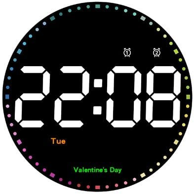 Wall Clock, 10 Inch Digital Alarm Clock with Large LED Backlit Display Plug-in Operation, Bedside Clocks with Date, Day and Temperature Battery Operated (Not Included) Automatic Photosensitivity