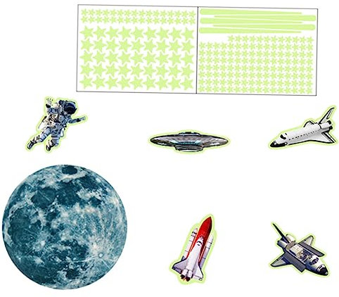 JOINPAYA Fluoreszierende Aufkleber Im Weltraum-thema Leuchtend Im Dunkeln Mond Und Sternenaufkleber Abziehbare Wandaufkleber Für Kinderzimmer Und Schlafzimmer