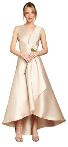 Coast Honoured Sleeveless Plunge Waterfall Twill Maxi Bridesmaid Dress, 18, Champagne
