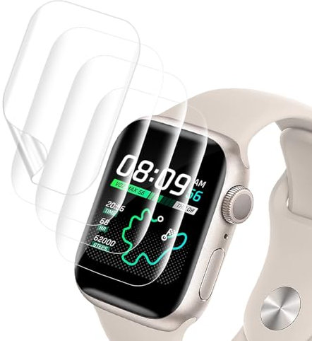 Carantee 4 Stück Schutzfolie für Panzerglas für Apple Watch Series 7/8/9(45mm), Flexible TPU, Anti Kratzer Schutzglas, Keine Blasen, Sensitive Touch, HD Klarsicht iWatch 45mm Displayschutzfolie