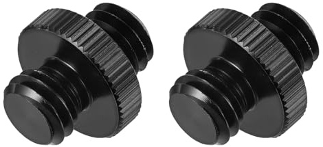 QUARKZMAN Mikrofonständer Adapter 3/8 auf 3/8 Stativ Adapter 2 Stück | Aluminiumlegierung Gewindeadapter Schraubenadapter für Kamera Lautsprecher Mikrofonhalter Monitor Schwarz
