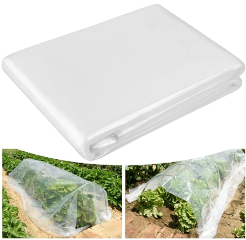Heavy Duty Polythene Sheeting, 3M X 15M Extra Thick Clear Plastic Cover Sheets, Waterproof Dustproof PE Film for Gardening, Greenhouse, Building Insulation, Rubble Protection (3m x 15m)