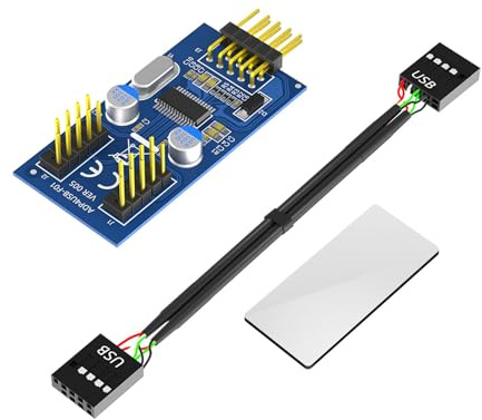 9pin USB Header Splitter Female 1 to 2 Female Extension Cable Card USB 2.0 Splitter Cable Connector for Motherboard