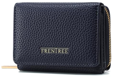 Frentree Geldbörse Damen Portemonnaie mit Reißverschluss, 8 Kartenfächer, Scheinfach, kompakte Brieftasche mit Dokumentenfach, elegant & alltagstauglich