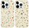 Phoona 2 Pack Print Phone Case for iPhone 12 Pro Max 6.7,with Floral Aesthetics Pattern Design Soft Silicone Cases,Shockproof Bumper Protector Camera for Girls Women Cover，Beige Flower W