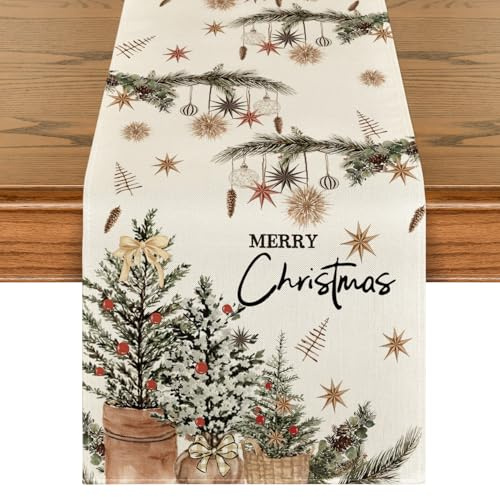 Artoid Mode Blumentöpfe Weihnachten Tischläufer, Christmas Küche Tisch Dekoration Urlaub Party 40x180 cm