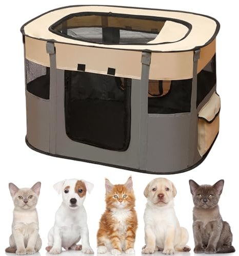 Welpenauslauf Tierlaufstall, 70x55x40cm WelpenLaufstall Freigehege für Hunde, Katzen, Hasen & Kleintiere im Innen- und Außenbereich,