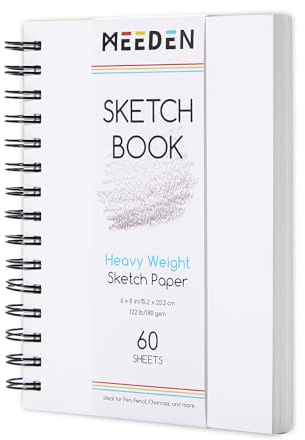 MEEDEN Skizzenbuch 15,2 x 20,3 cm: Zeichenblock 180g/m² Spiralgebunden | Skizzenblock mit DIY-Einband für Erwachsene - 60 Blatt Dickes Skizzenpapier Sketchbook Pad zum Skizzieren Illustration