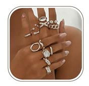 Uwiyo 12 Stück Gold Silber Chunky Ringe für Frauen, Gold Silber Verstellbare Stapelbare Ringe Vintage Knuckle Ring Einfacher Offen Rings Chunky Dick Goldringe Silberringe für Damen