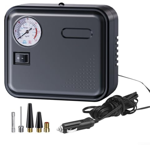 Tragbarer Luftkompressor, Reifenfüllpumpe, 12 V, 30 l/min, schnelles Befüllen mit LED-Licht für Autoreifen, Fahrräder, Sportgeräte