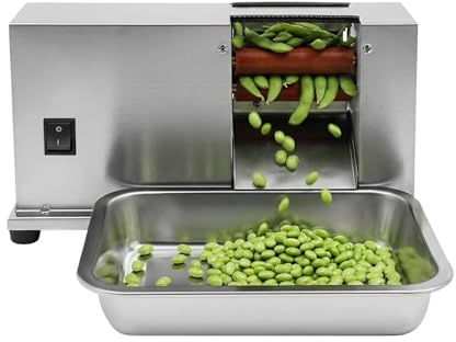 Edamame - Pelapatate elettrico da 20 W, rulli regolabili semiautomatici, in acciaio inox, pelapatate per fagioli con vassoio di raccolta per cucina, ristorante