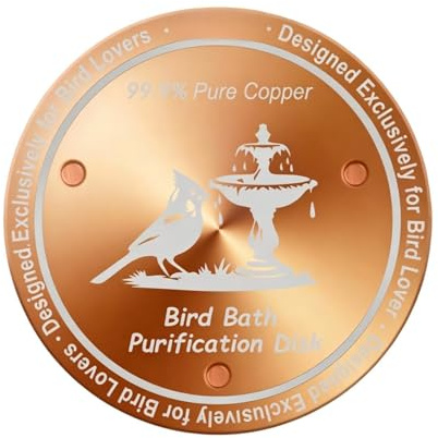 Cuivre pour Bain d'Oiseaux,Accessoires Jardin Nettoyage Naturel - De Purification D'eau Pour Bain D'oiseaux,Pour Jardin, Arrière-Cour, Terrasse, Pelouse, Béton, Pierre, Fontaine Solaire Chauffante