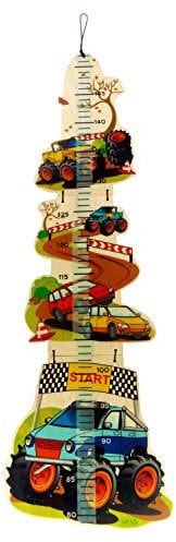Hess Holzspielzeug 14629 - Messlatte aus Holz für Kinder, Serie Monstertruck, handgefertigt, klappbar, geeignet für eine Körpergröße von ca. 80 bis 150 cm