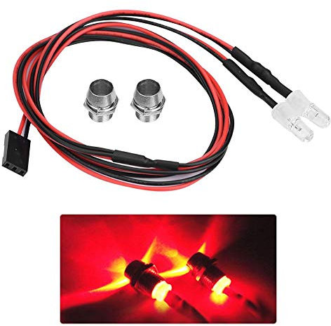 RC LED Licht Kits, 2PCS 5mm Scheinwerfer RC Zubehör LED Lichter für 1/10 Modell Drift Auto Fahrzeug(12# rotes Licht)