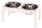 Ferplast Desco Wood Dog Bowl Holder with 2 Stainless Steel Bowls - Stylish, Non-Slip, Raised Wooden Dog Water and Food Bowl, 1,7 Liter
