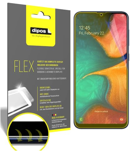 dipos FLEX 3x Displayschutzfolie klar für Samsung Galaxy A20e | 100% Displayabdeckung, Full Cover, Anti-Shock, selbstheilend, blasenfrei, Fingerprint-kompatibel, selbstklebend