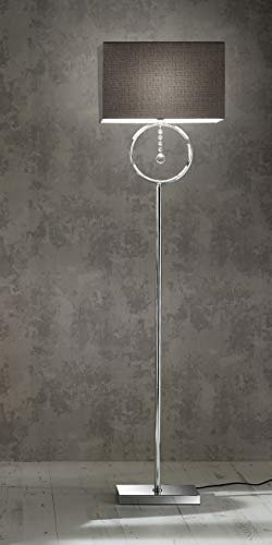 Lizzy Chrome Silver Floor LAMP with Grey Shade with Crystal Hanging Pendant