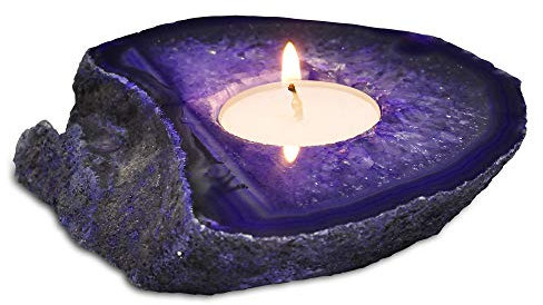 Serafino Luxuriöser Geschenk-Achat-Teelichthalter – Teelichter enthalten für Heimdekoration, Meditation, Kristall-Kerzenhalter, einzigartiges Ornament