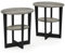 Furinno Jaya Oval Beistelltisch, Holz, French Oak Grey/Black, 2-Pack