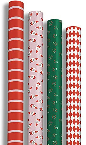 Clairefontaine 211426AMZC - Packung mit 12 Rollen Geschenkpapier Excellia, 2 m x 70 cm, 80g, 1 Pack, Blabla, Motive sortiert