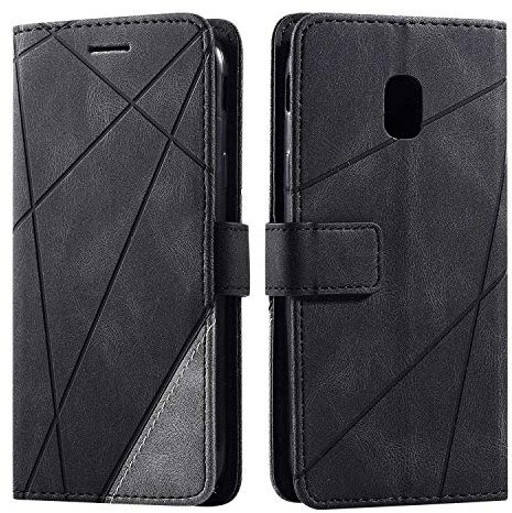 SONWO Coque pour Galaxy J3 2017, Etui en Cuir PU Portefeuille Housse Fermeture Magnétique und Flip pour Samsung Galaxy J3 2017, avec Fermeture Magnétique, Noir