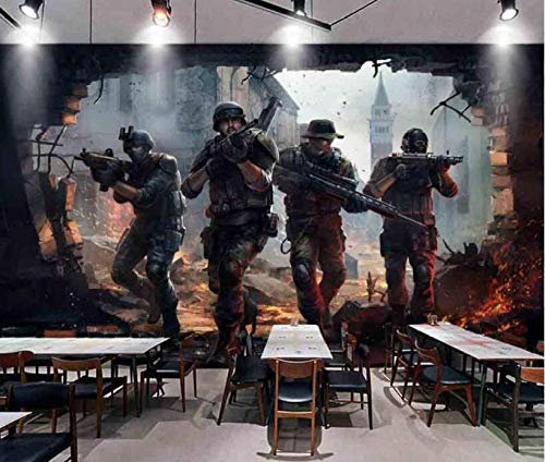 3D Fototapete Moderne Wanddeko Wandbilder Soldat mit einer Waffe Vlies Wand Tapete Wohnzimmer Schlafzimmer Büro Flur Dekoration 200x150 cm