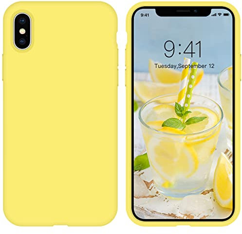 ZVastt iPhone Xs Max Case iPhone Xs Max Phone Cases Liquid Silicone Soft Gel Rubber Slim Anti-Scratch Durable Microfiber Lining Full Shockproof Protective Cover iPhone Xs Max 6.5, Lemon Yellow